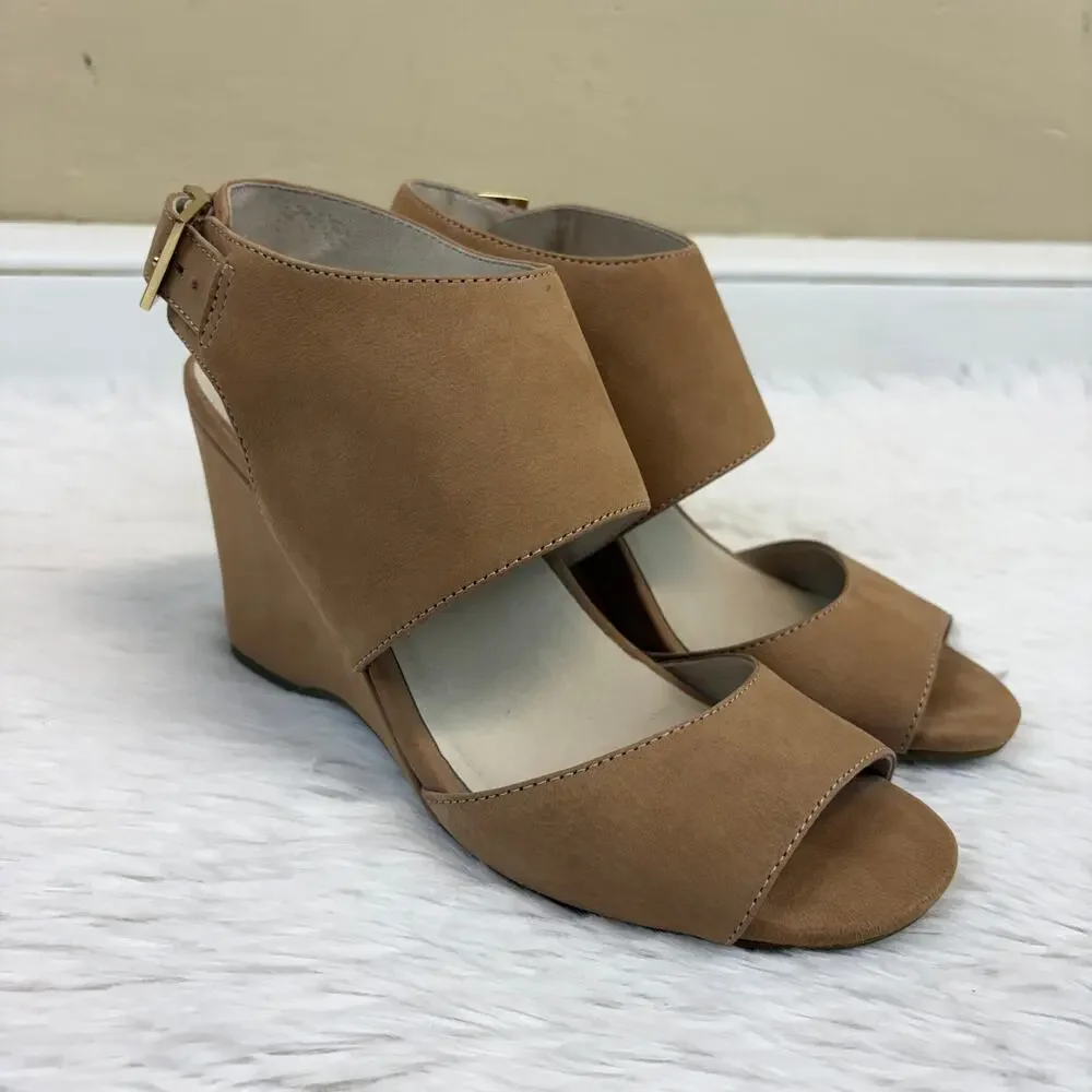 Kenneth Cole Ivan Tan Suede Wedge Pumps Size 8.5